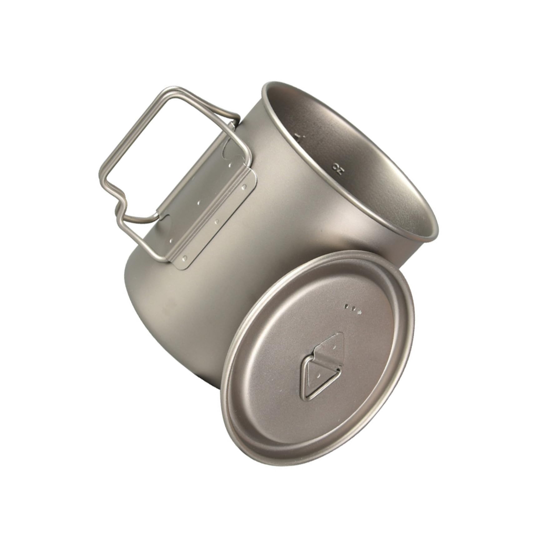 YARNOW Bicchiere Pieghevole in Titanio 750ml con Manico, Argento | Coperchio Incluso, per Escursioni e Viaggio, 750ml, Uso come Tazza per Caffè e Pentolino