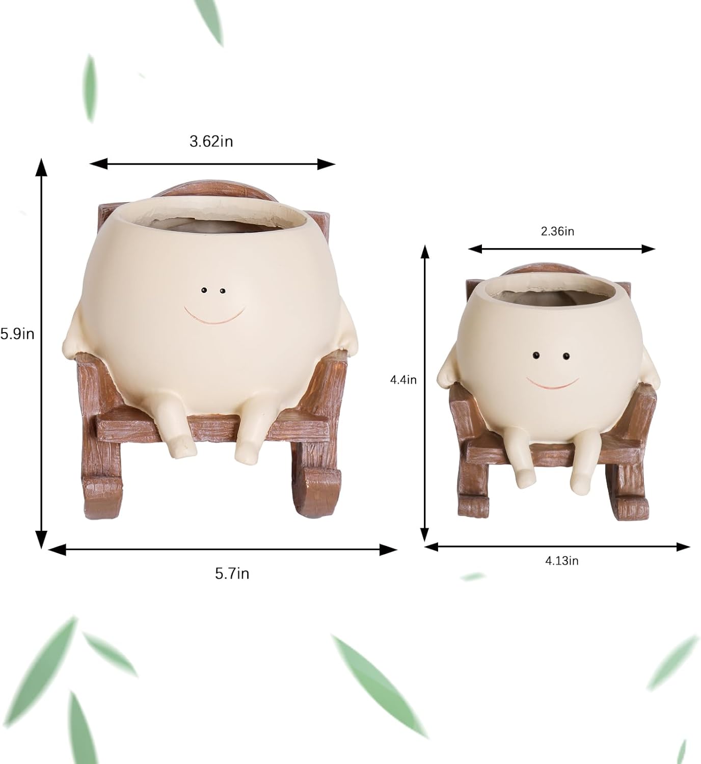 Camotank Smiley Face Rocking Chair Planters Flower Pots for Plants Funny Succulents Plant Live Cute Resin Head Planter for Indoor Outdoor Plants Gift Ideas for Mother and Christmas (Large)