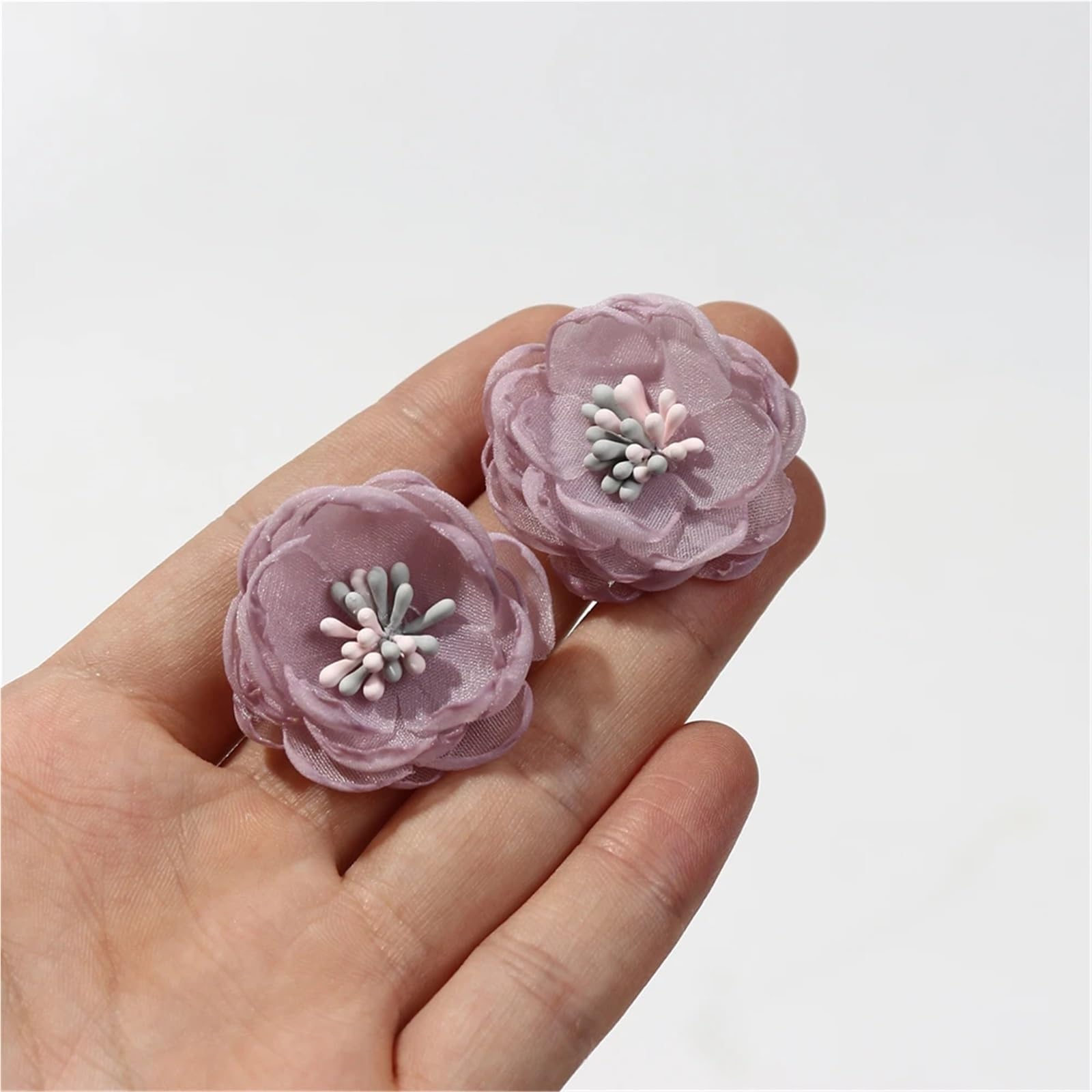 Kwiaty ze sztucznej tkaniny, szyfonowe aplikacje kwiatowe 3 cm wielokolorowe opakowanie 20 sztuk do majsterkowania(Color 10)