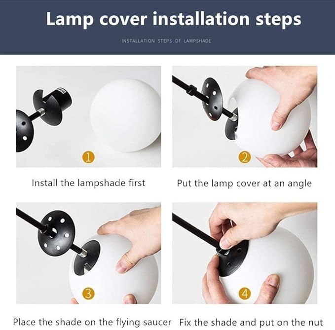 ENXING Hanglamp Grote woonkamer Kroonluchter E27 moderne ijzeren lamp Bolvormige slaapkamer eetkamerlamp glazen lampenkap moleculaire verlichting bar coffeeshop Plafondlamp (Color : Black, Size : 8 heads) photo 3