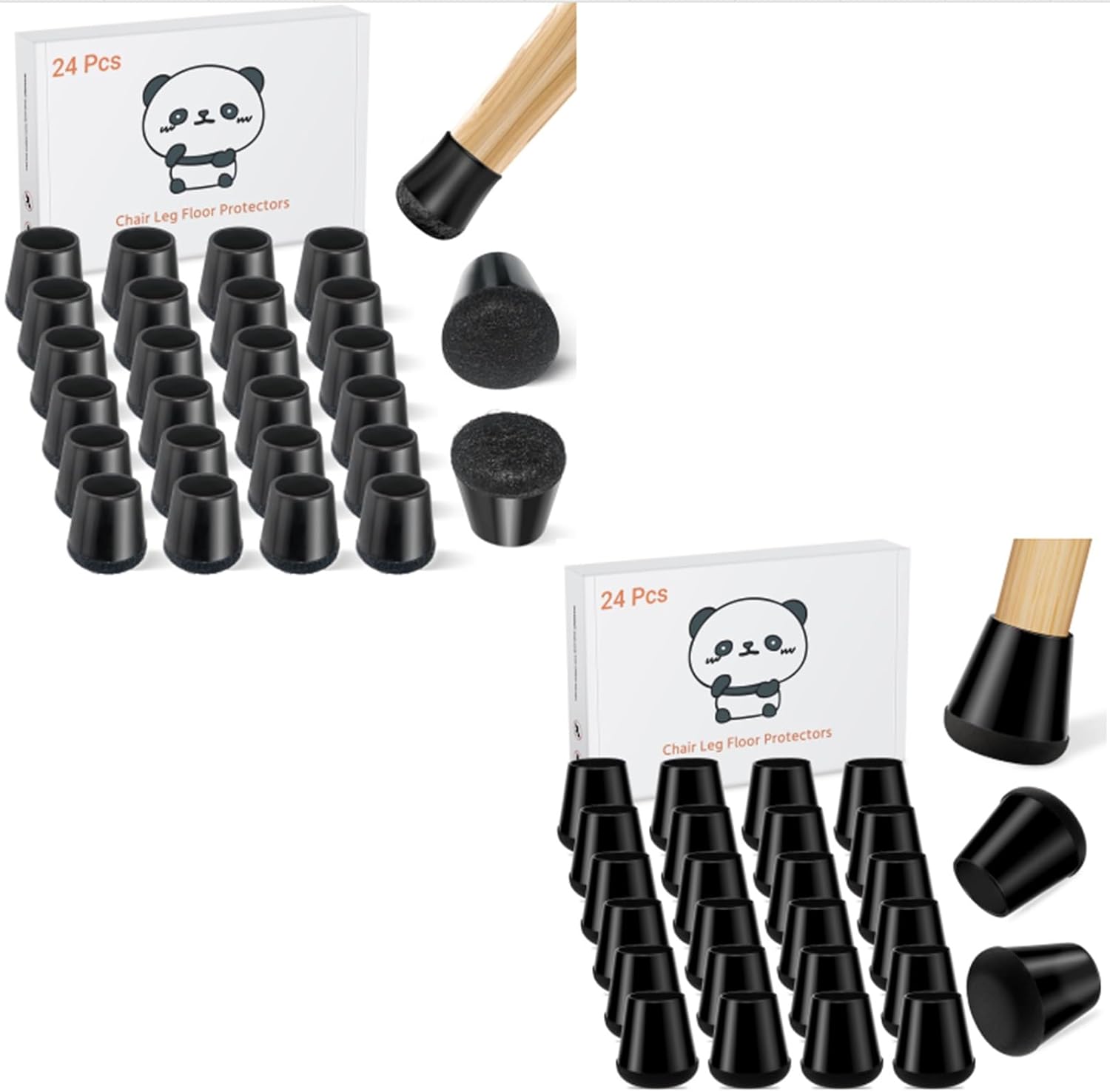 24 PCS Silicone Chair Leg Floor Protectors Extra Small(0.6"-0.8")+Small (0.8"-0.95")