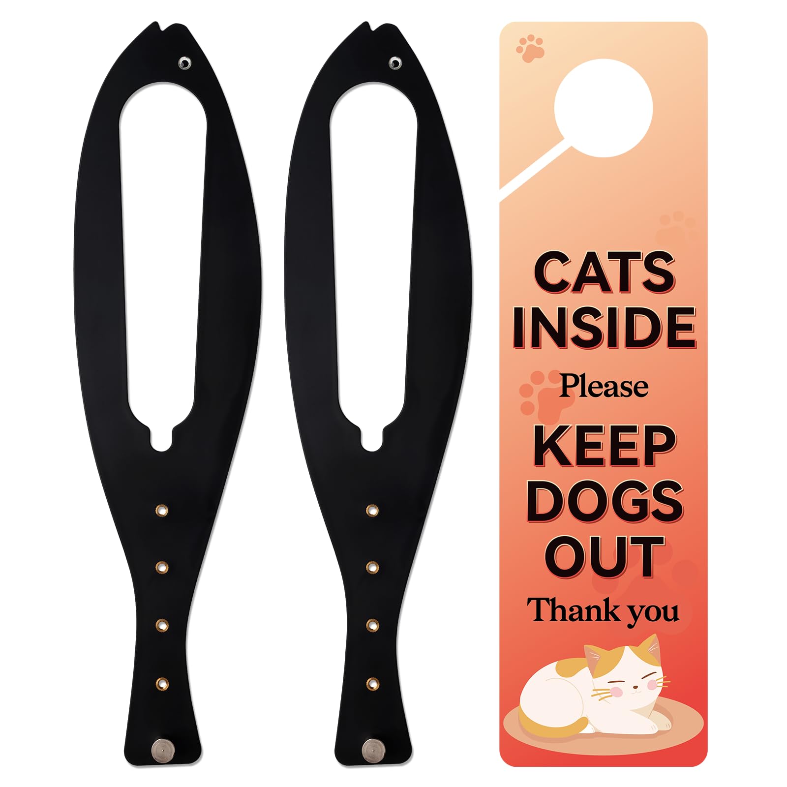 TGIOW Cat Door Latch, 2 Pcs Cat Door Stopper Pet Door Latch to Keep Dog Out of Litter Box and Food, Door Prop for Cat with 5 Adjustable Size Strap 2.5-6" Wide, No Measuring, Easy to Install, Black - cat doors steps nets and pens | Mubboo