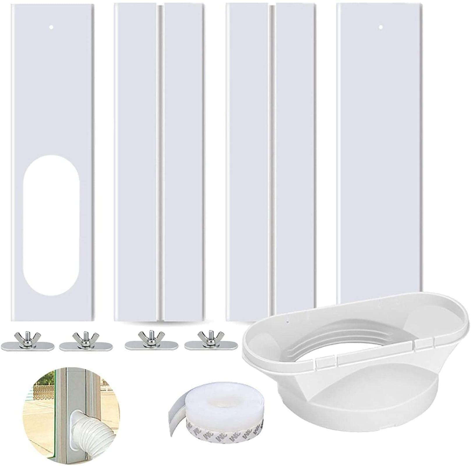 Kit di Scorrimento per finestre Elastiche, Universale per Aria condizionata Portatile, PVC, 1 unità, Bianco Avorio