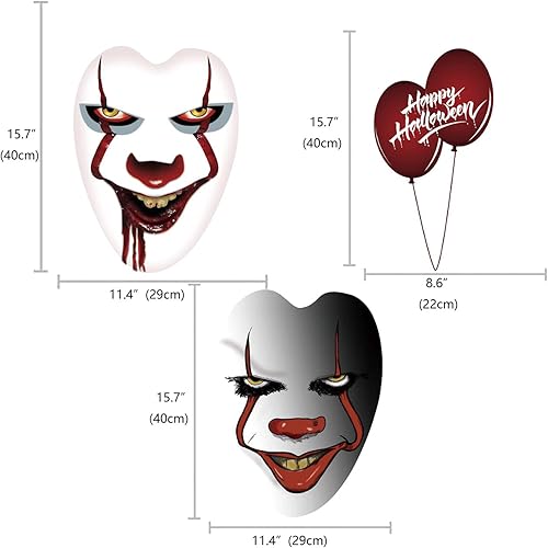 Miniatura 2 de HAO, Decoraciones de Halloween al aire libre, letreros extra grandes de payaso asesino con estaca, decoración familiar de globo de feliz Halloween