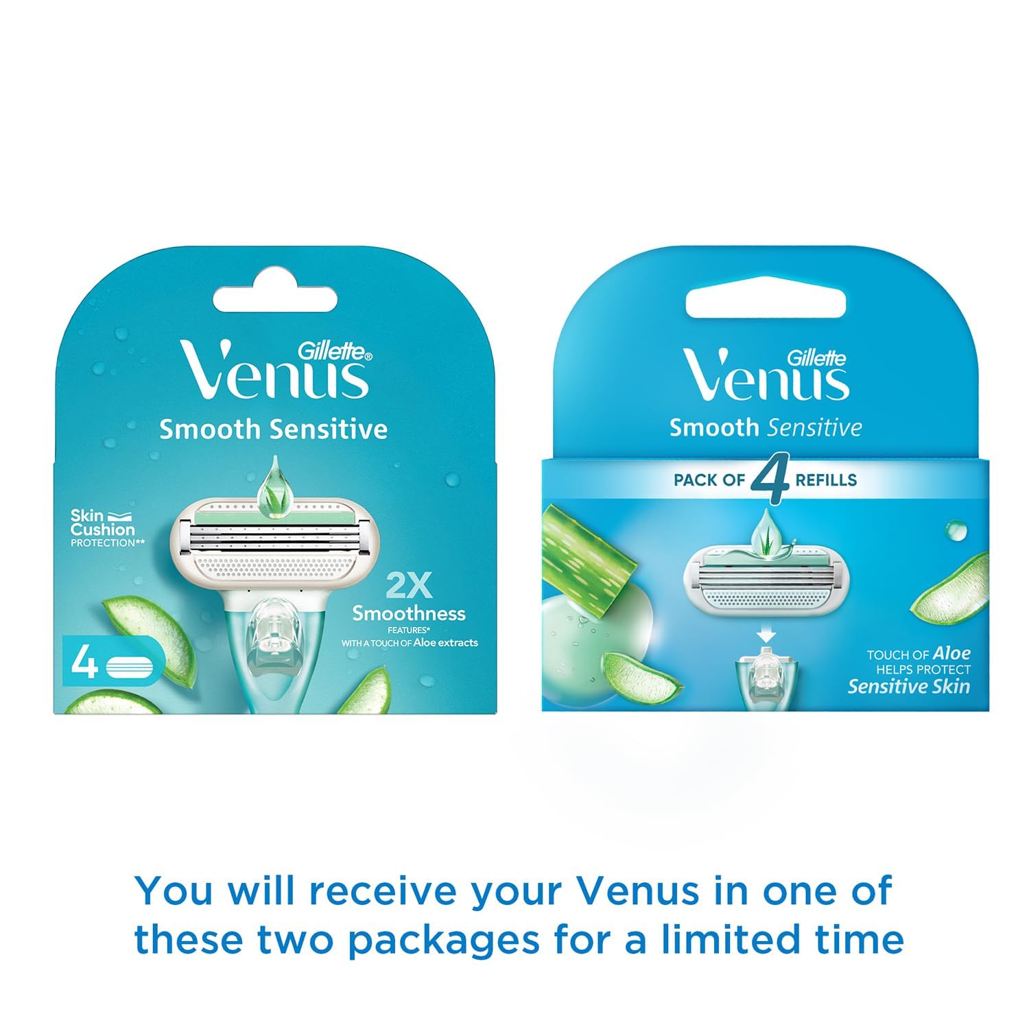 Gillette Venus Smooth - Lame per rasoio da donna, 4 lame di ricambio