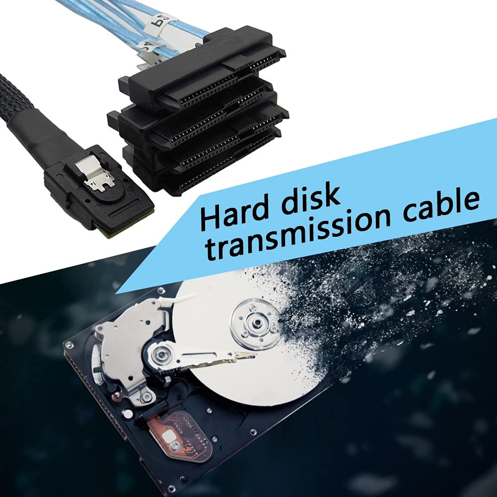 Connectors SAS 36P SFF-8087 to 4 SFF-8482 connectors with 15P SATA Power Connector Cable Connecte to Four SAS Hard Drive Splitter Cable - (CN, Cable Length: 1M)