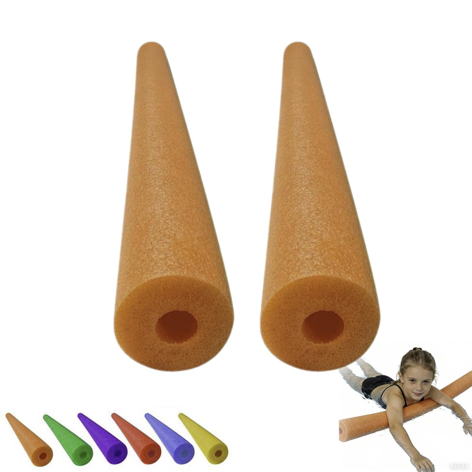 2PCS Pool Noodles With Hole, Foam Swimming Noodles For Kids Adults, Flexible Noodle Foam Tube, Pool Noodle Floats Toys, Swimming Aid For Beginners Learing Training, Party, Beach, Yard(Orange)