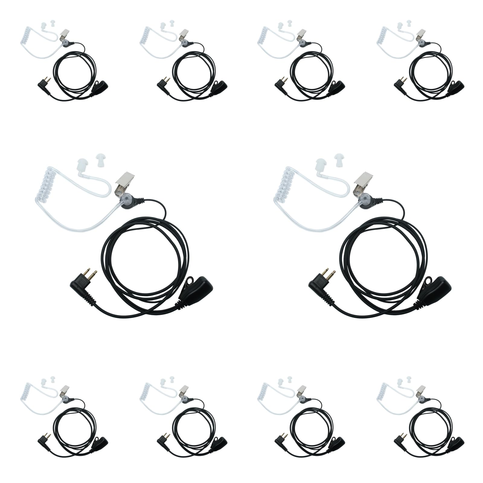 Auricular de tubo acústico de 2 pines para radio M1 R2 BC130 DLR1060 CP200 de 2 vías, 10 unidades