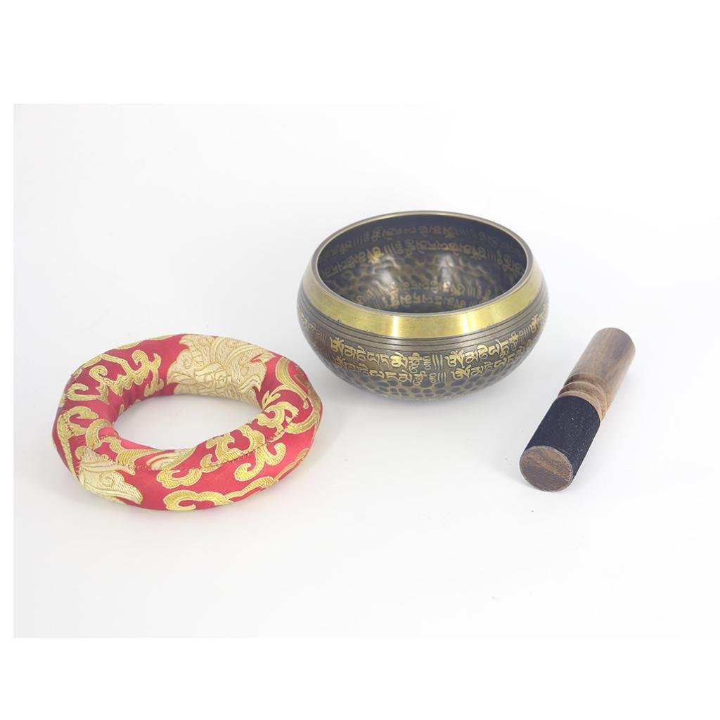 Campana tibetana tibetana, in rame, con martelletto e cuscino