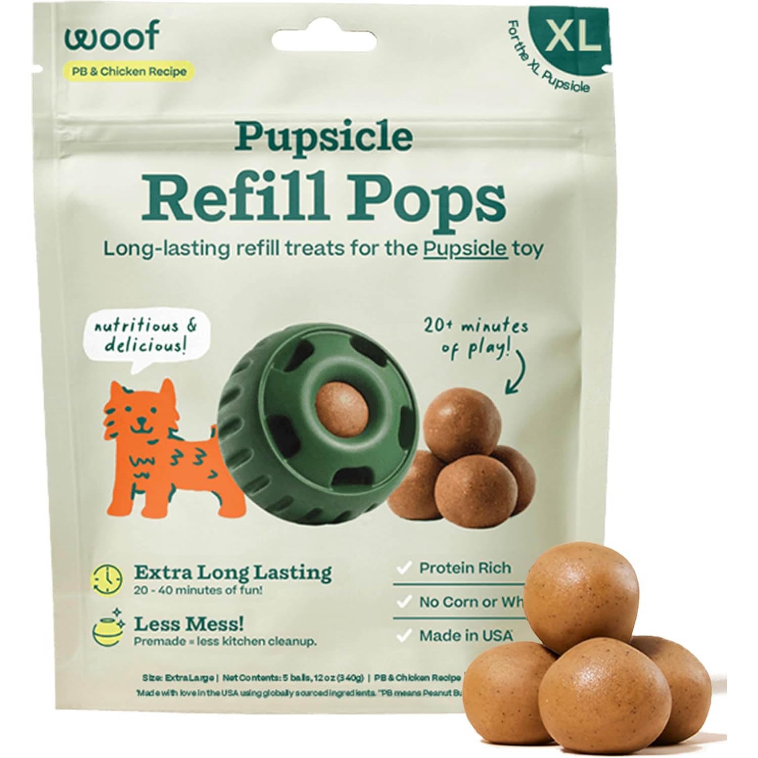 WOOF - Pupsicle Lollipop Refills, Delicious Long Lasting Dog Treats, Pupsicle Refills, Premade Dog Treats