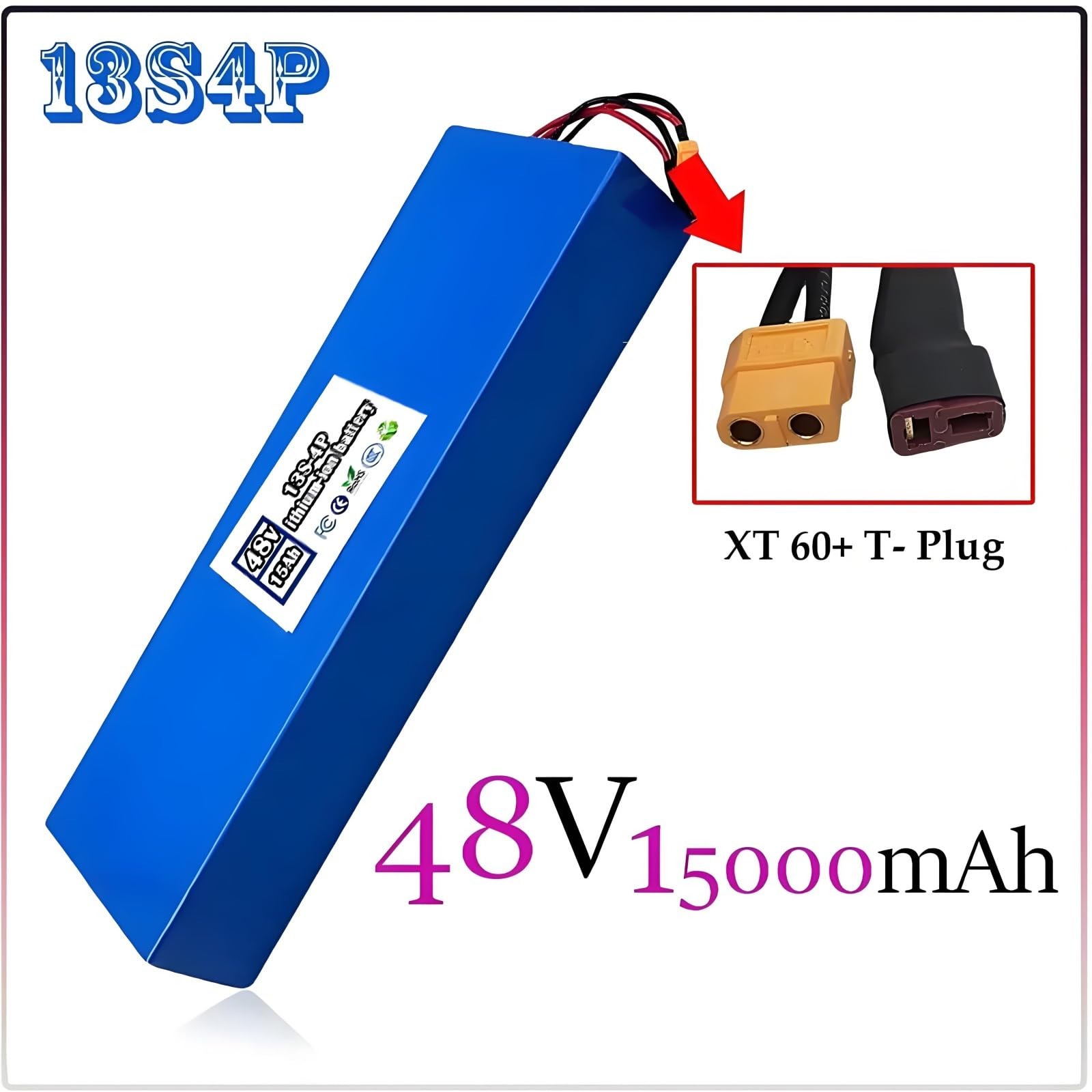 Batteria Litio Ionico 48V 15Ah 13S4P 18650 per Kugoo M4 M4 Pro Max Speed T XT60 Spina 400x110x50mm