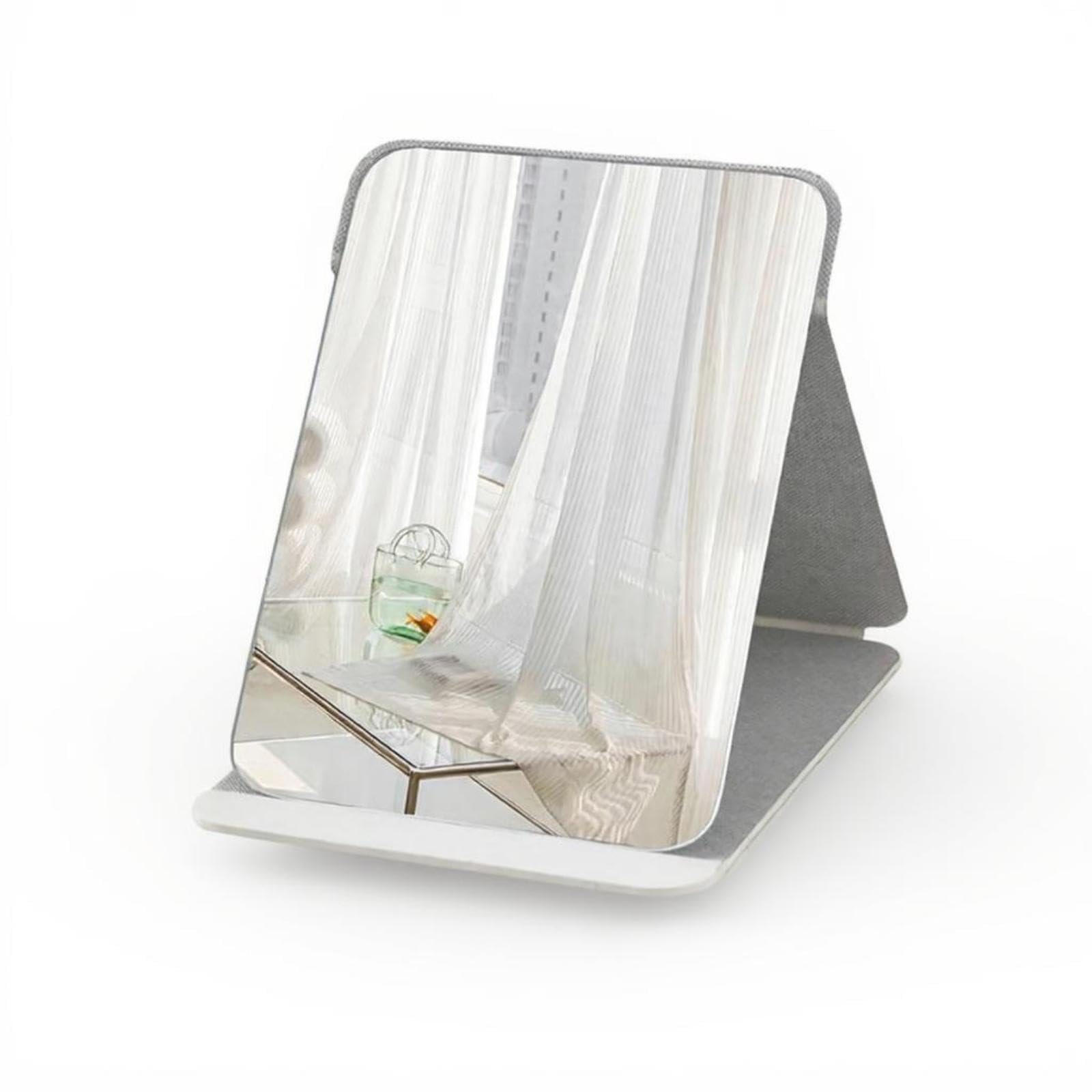 Folding Makeup Mirror Portable Desktop Vanity Adjustable Stand Office Dorm Creamy White Extra Large-image-30
