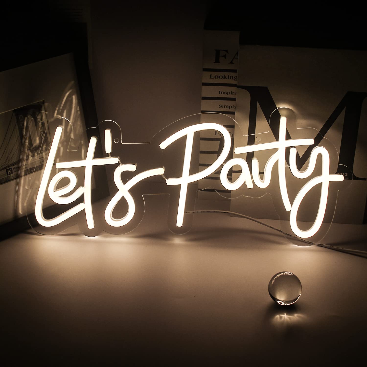 Lets Party Neon Sign Led Dimmable Décoration au néon pour fête anniversaire murale