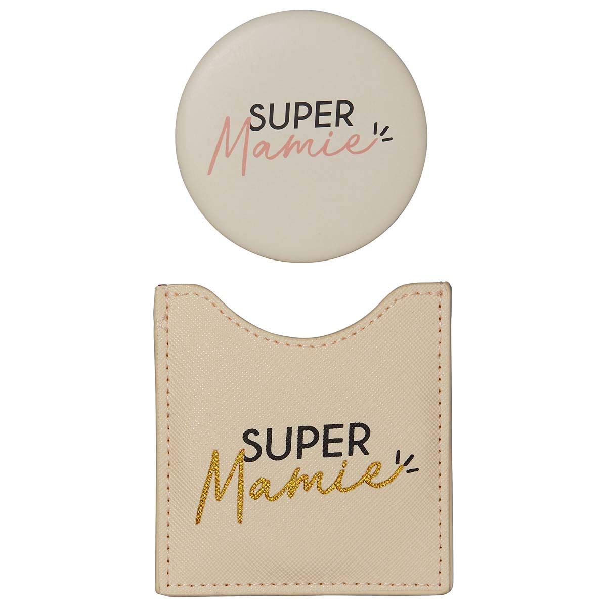 DRAEGER PARIS Taschenspiegel Rund – 8,5x8 Cm, Mit Etui, Elegantes Design Zum Mitnehmen