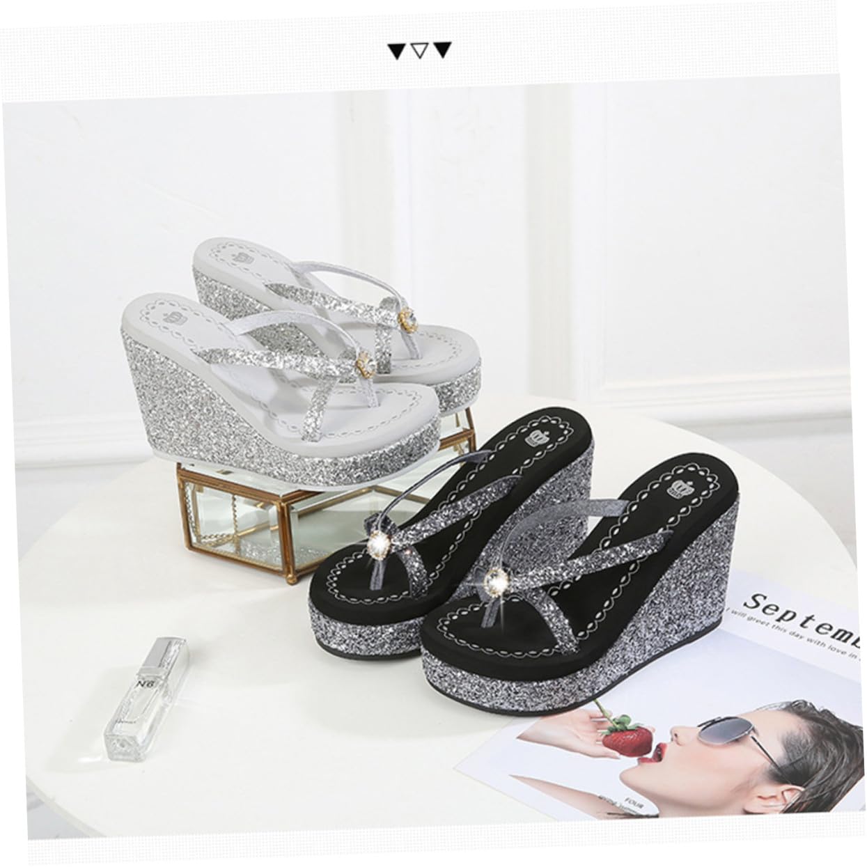 Sandali Donna Estivi Tacchi Alto e Strass, Comodi e Traspiranti in Pelle di Bovino e Microfibra, per Camera da Letto e Soggiorno Fashion