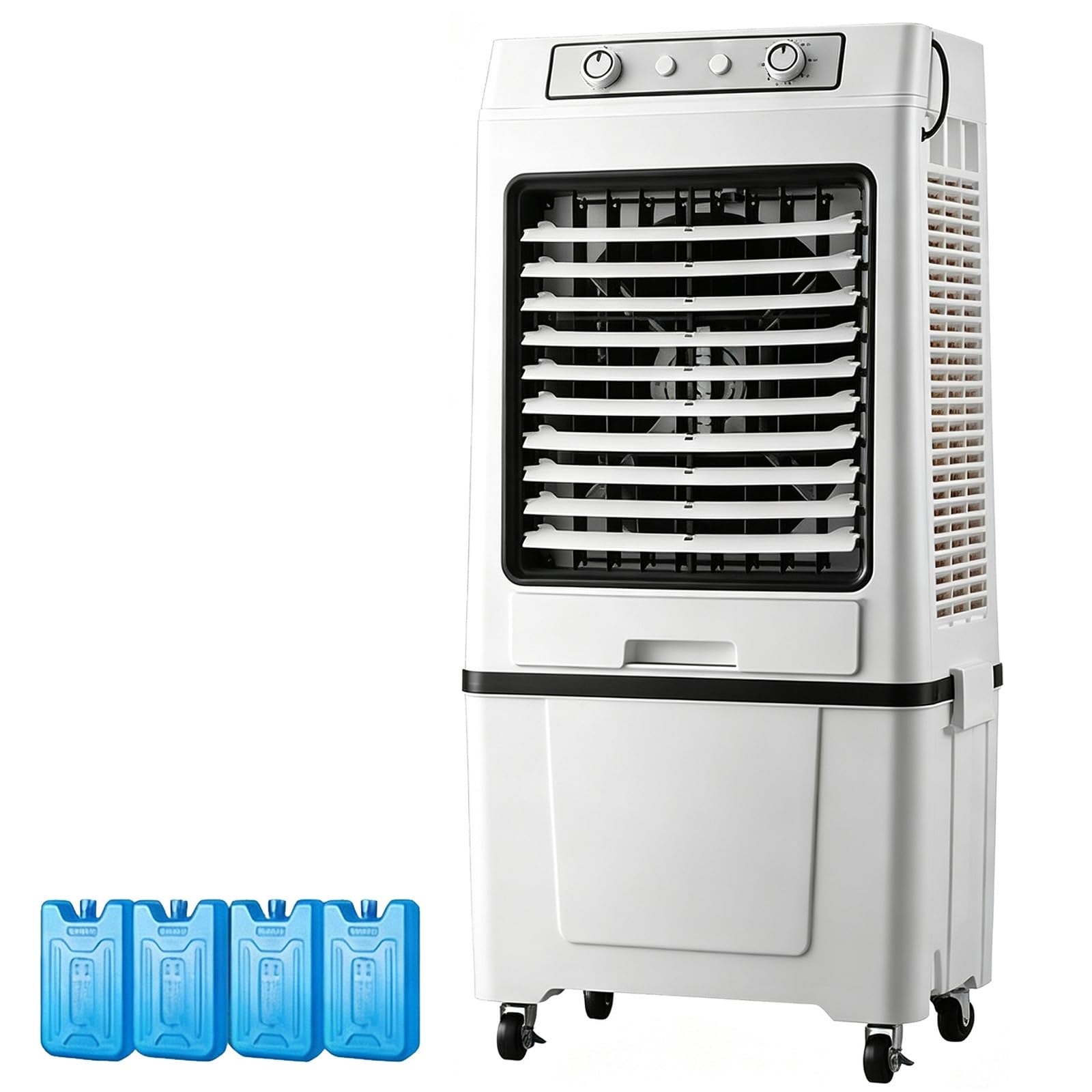 Yue Jjxn Black Portable Evaporative Cooler, 10.5Gal Detachable Tank 3 Speed Wind Adjustment
