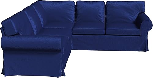 Miniatura 5 de Fundas de terciopelo para sofá esquinero, aptas para mascotas, hechas compatibles con IKEA Ektorp 4 y cuatro asientos (terciopelo azul Ektorp 2+2)