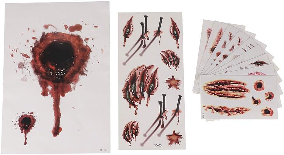 Kesyoo 22枚防水タトゥーペーストホラー傷ステッカーブラッディステッカーハロウィンパーティー仮装コスチューム 超激安特価 ハロウィーンパーティー の装飾