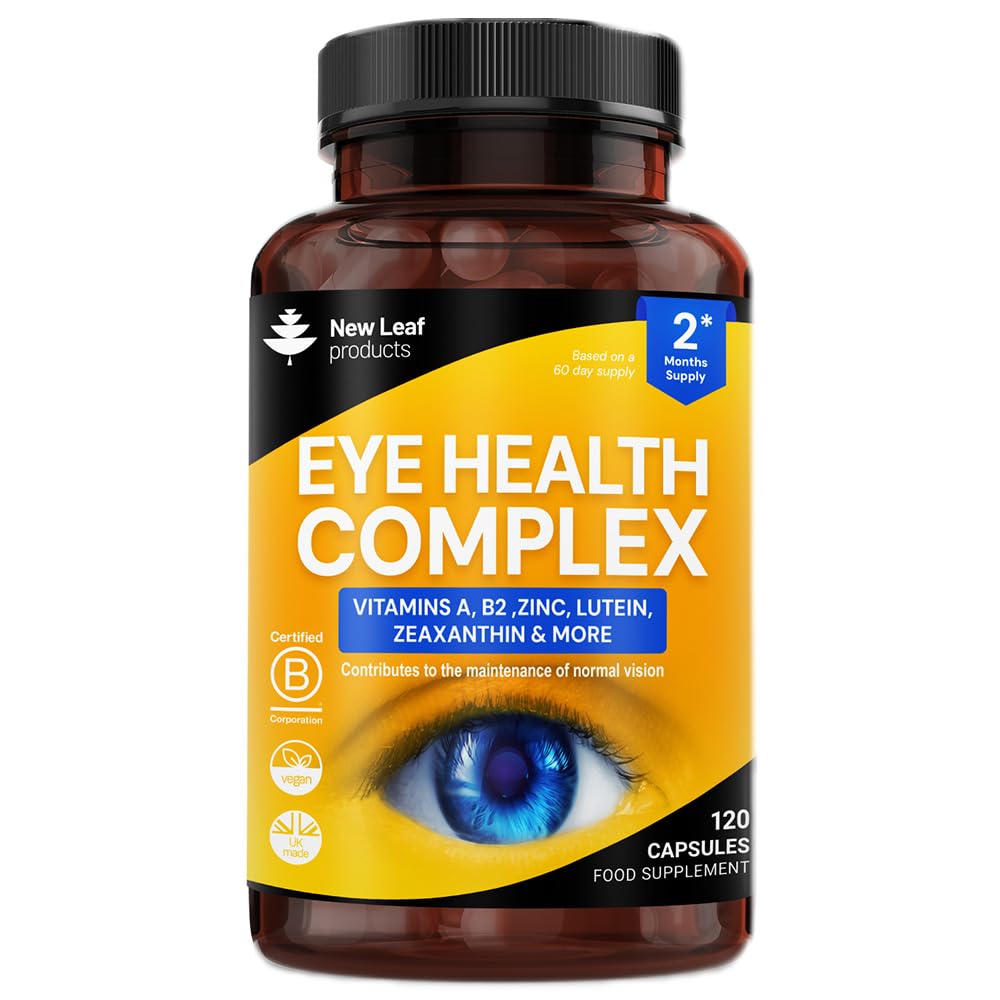 Lutein Supplement for Eyes - Lutein and Zeaxanthin Supplement enriched with Vitamin A, B2 which Supports Normal Vision & Zinc Eye Vitamins - Made in The UK Eye Health Complex by New Leaf