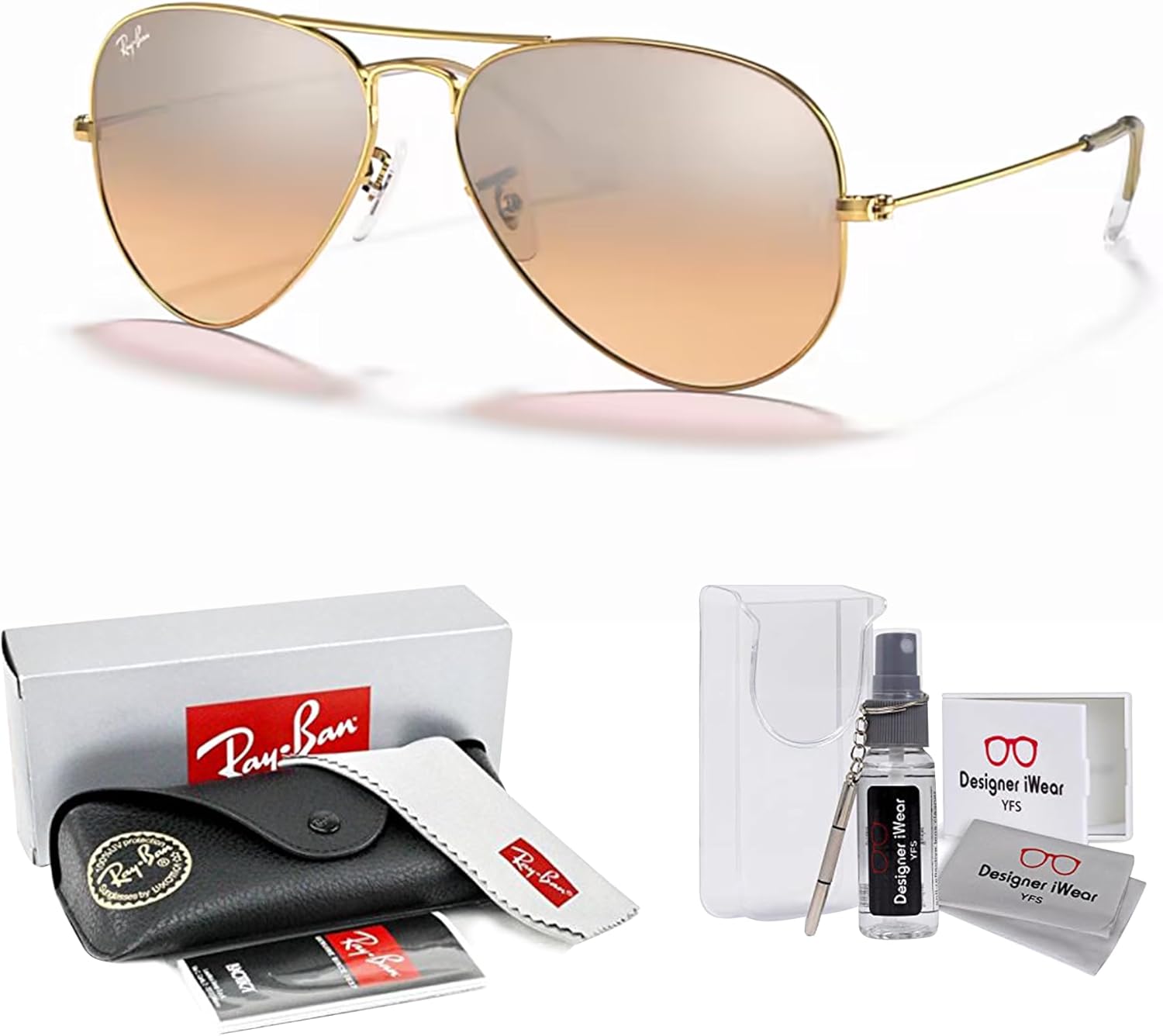 Ray-Ban RB3025 Metal Aviator Sunglasses For Men For Women +BUNDLE with ACCESSORY EYEWEAR KIT - Image 2
