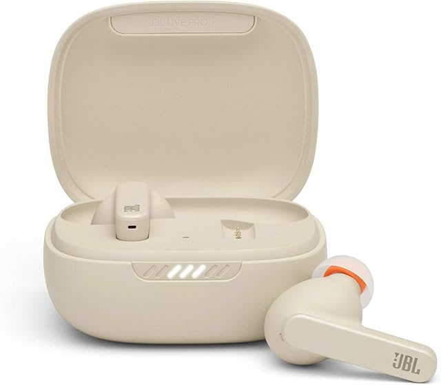 JBL Live Pro+ TWS Bezprzewodowe słuchawki douszne z redukcją szumów, beżowe, do 28 godzin czasu pracy baterii, w zestawie etui ładujące