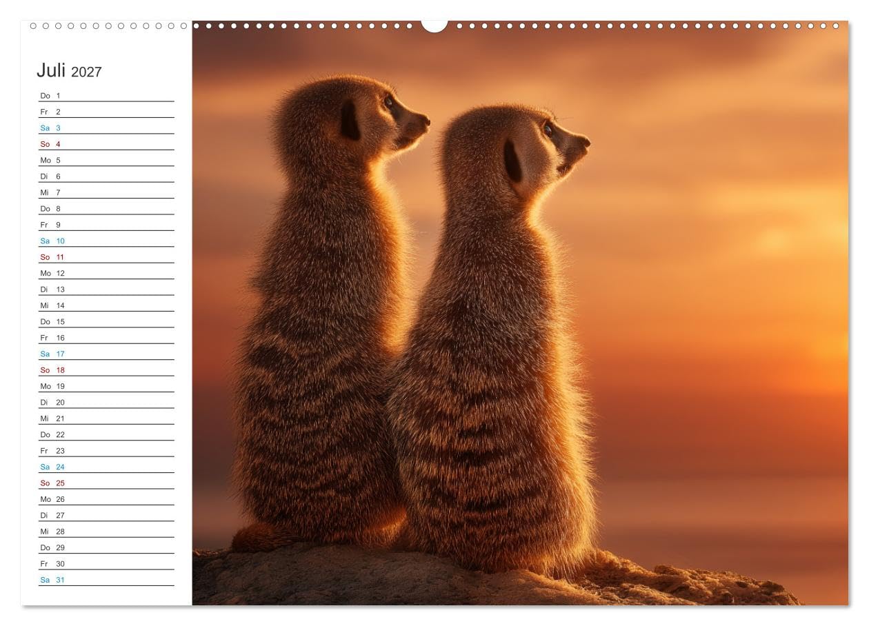 Die Welt der Erdmännchen (hochwertiger Premium Wandkalender 2027 DIN A2 quer), Kunstdruck in Hochglanz: Dieser liebevoll gestaltete Wandkalender ... Tiere der Wüste. (CALVENDO Tiere)