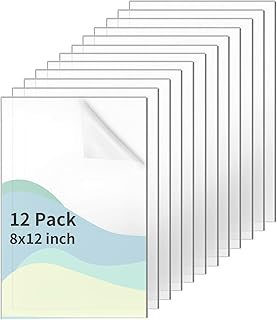 12 Pack 8" x 12" Clear Acrylic Sheets 2mm Thick Transparent Cast Plexiglass Plastic Sheets Clear Plastic Acrylic Boards Panel Glass Replacement for DIY Display Projects, Craft, Sign, Photo Frame