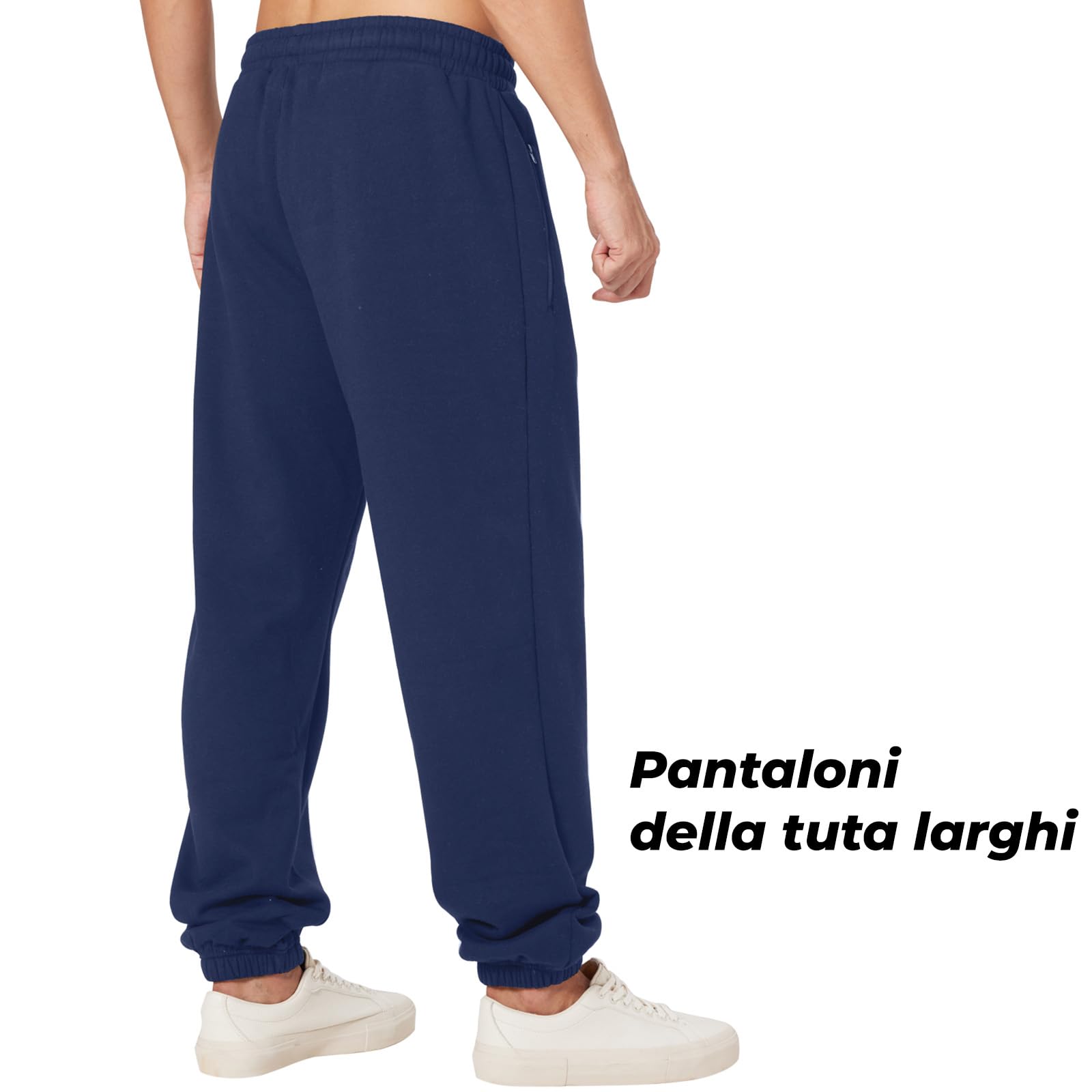 ineepor Pantaloni Tuta Uomo Invernali Pantaloni Termici Sportivi Uomo Felpata Pile Foderato Sherpa Joggers Pantaloni Larghi Baggy Cerniera Tasche Laterali