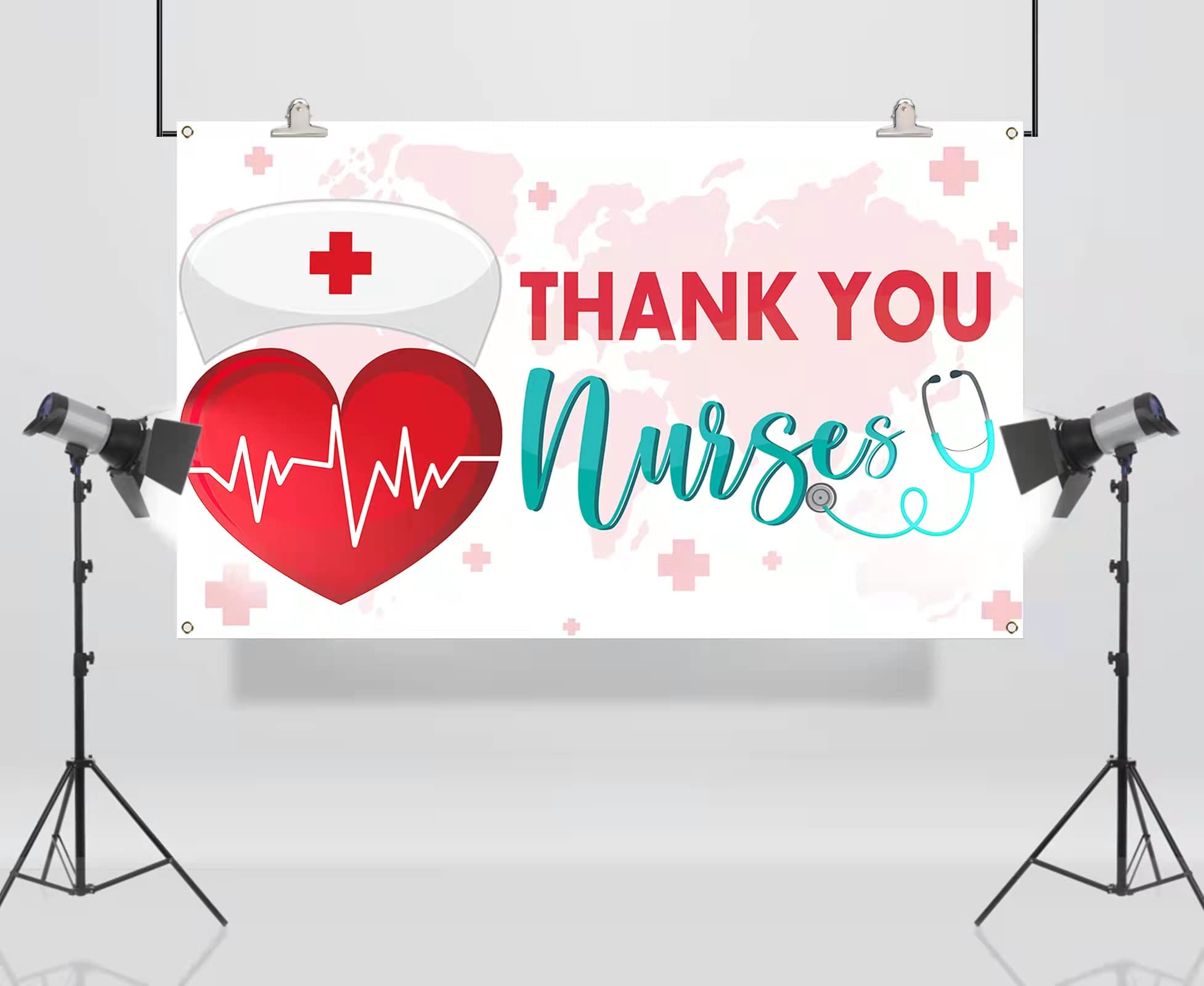 Dankeschön-Banner Für Krankenschwestern – Großer Stoff-Hintergrund 185x110 Cm Mit Seil