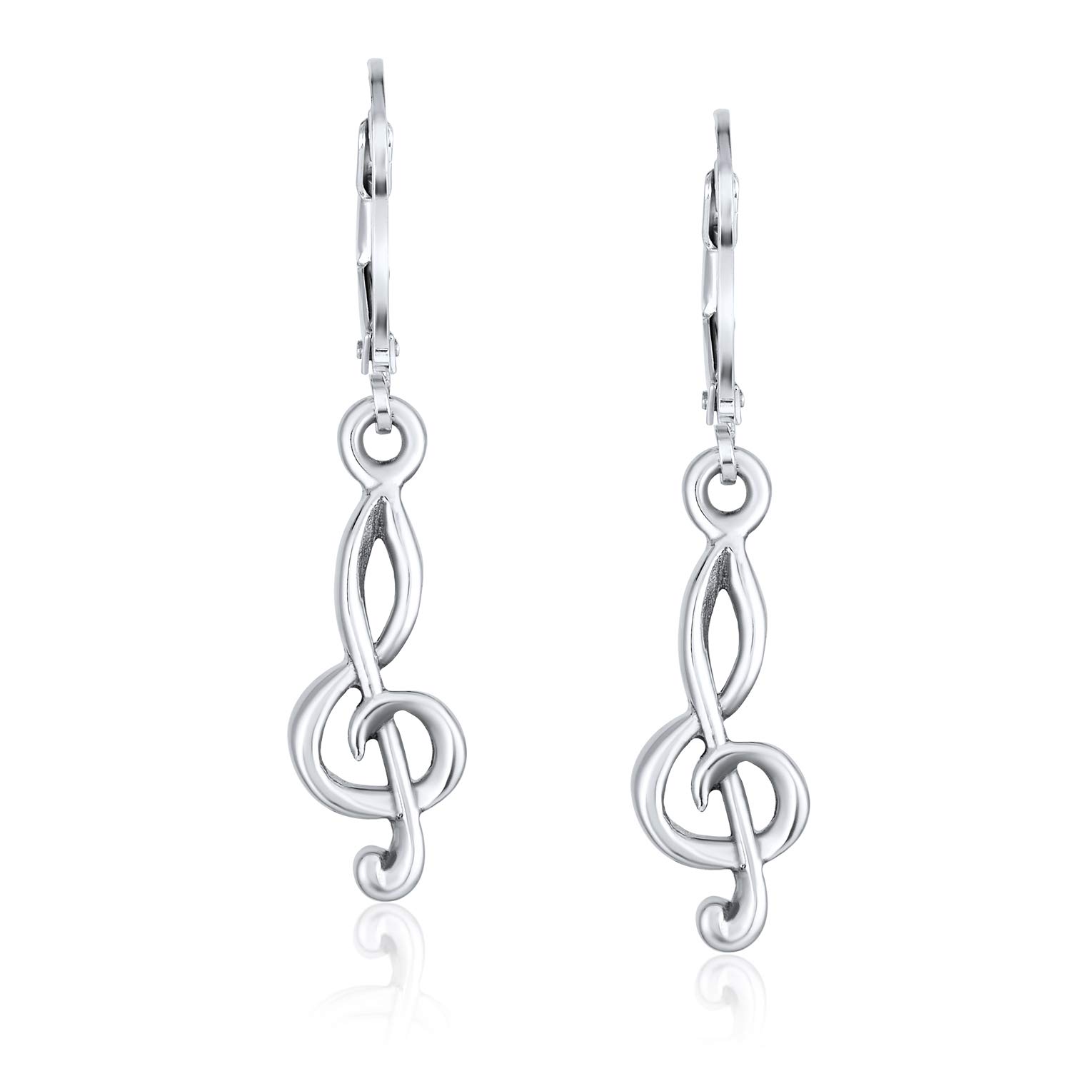 Bling Jewelry Pendientes Colgantes De Nota Musical De Clave De Sol De Guitarra De Música Para Mujeres Adolescentes Amarillo Chapado En Oro De 14K .925 Plata Esterlina