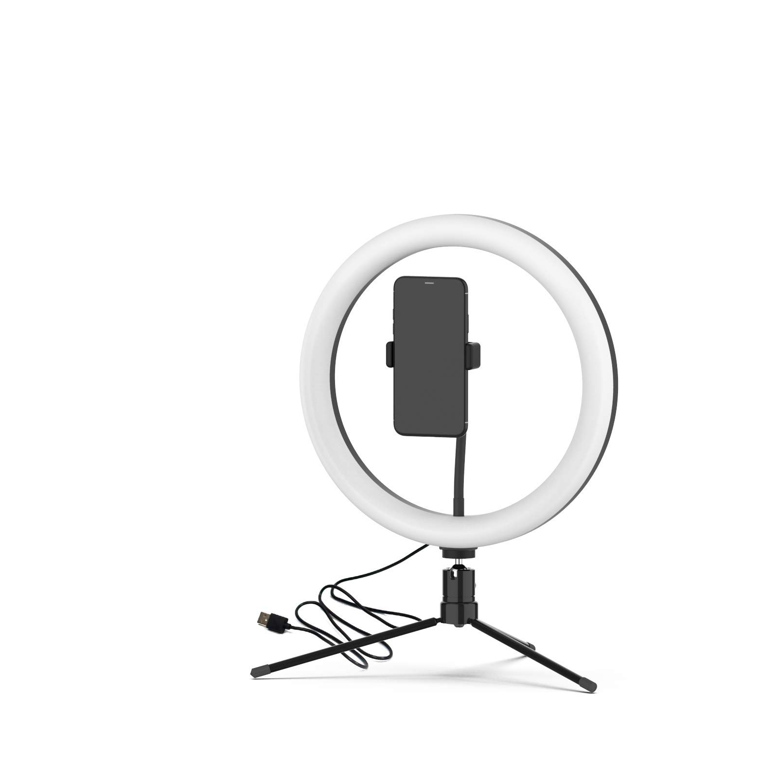 Selfie Ringlicht mit Stativ 30,5 cm – LED Ring Light mit 3 Farbtemperaturen (3000K/4000K/6500K), USB-Anschluss, höhenverstellbar bis 2,1 m – ideal für Make-up, Vlogging & Video