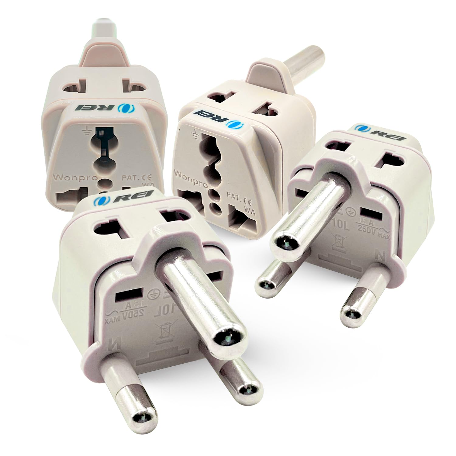 OREI India to South Africa, Botswana, Namibia & More (Type M) Travel Adapter Plug - 2 in 1 - CE Certified - RoHS Compliant - 4 Pack - White Color (DB-10L-4PK)-image-12