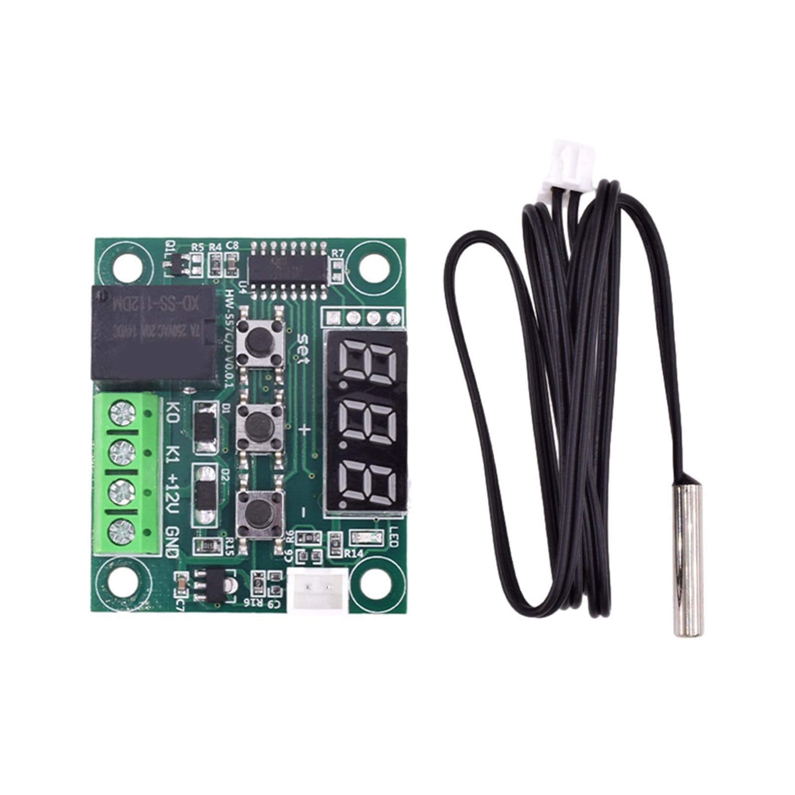 W1209 DC12V Temperature Controller Digital Display Thermostat with Double Switching and High Current Relays Output Temperature Regulator