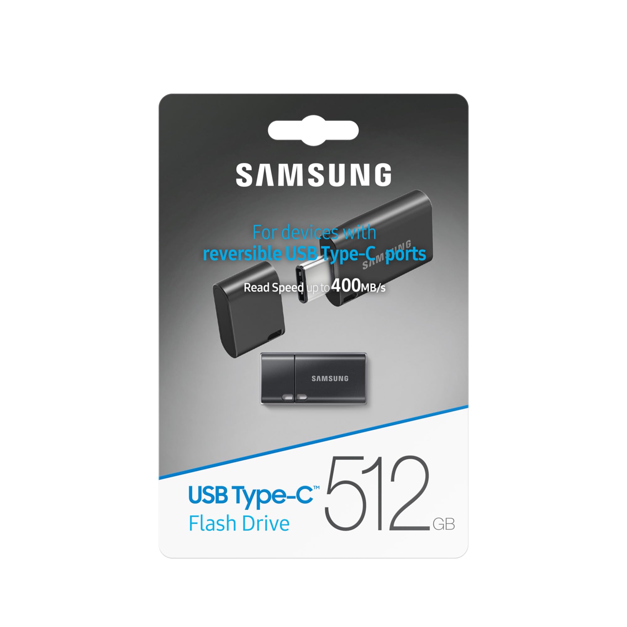 Pendrive Samsung, USB-C, 512 GB, prędkość odczytu 400 MB/s, prędkość zapisu 110 MB/s, pamięć flash USB 3.2 Gen1 do notebooków, tabletów i smartfonów, tytanowy szary, MUF-512DA4/APC
