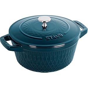 Staub Twist Cocotte Z1023-189 Round Lamer 7.9 inches (20 cm) Nickel Knob Specification, Large, Two-Handed, Cast Enameled Pot, Induction Compatible