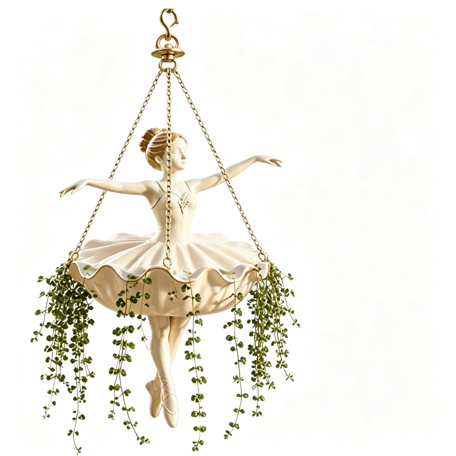 CLBDRESS Ballet Dancer Hanging Planter – Cute Ballerina Flower Pot for Indoor & Outdoor Garden, Whimsical Succulent & Spider Plant Holder, Unique Dance Teacher Gift