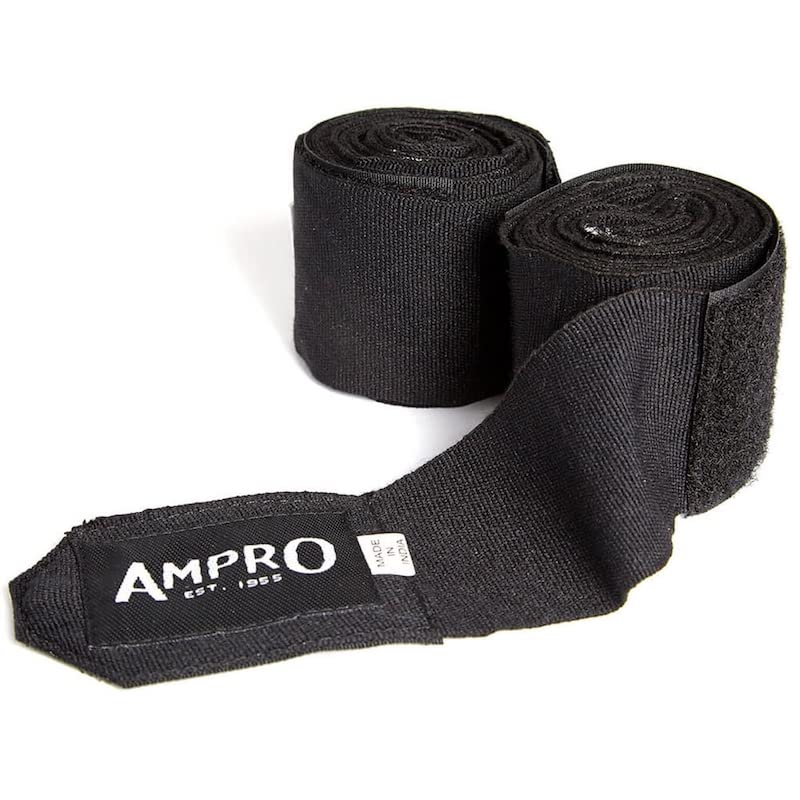 Ampro 3.5m Stretch Boxing Hand Wraps - Boxing/MMA/Martial Art's/Hand Protection / 350cm / Handwraps (Black)