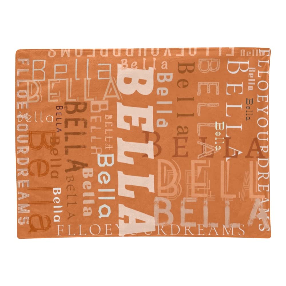 Custom Name Blanket Personalized Baby Blanket Personalized Name Blankets for Adults Kids Boys Girls Newborns (Orange, 50 x 60)