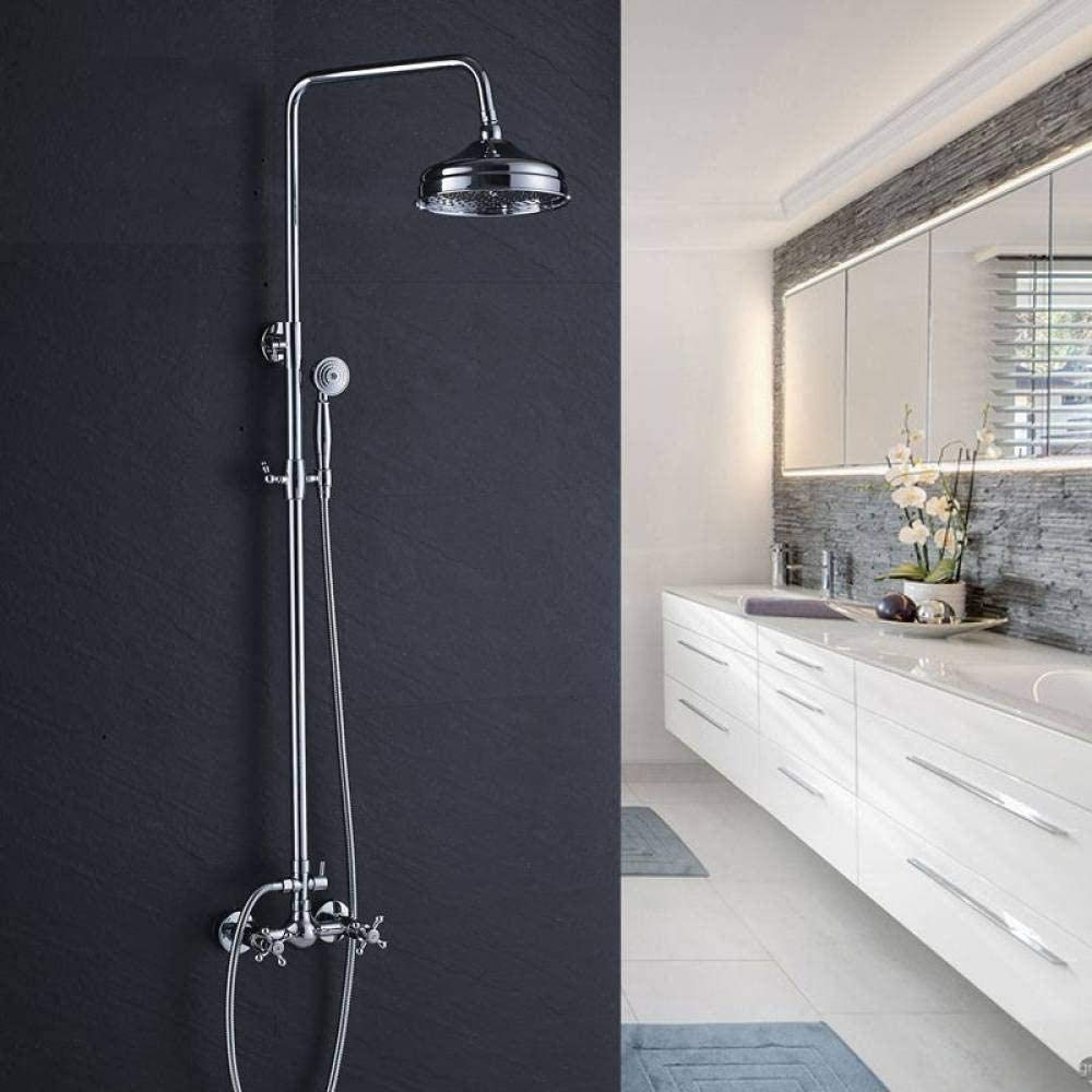 Ensemble de douche colonne avec robinet mitigeur et pommeau de douche carré effet pluie 8 pouces