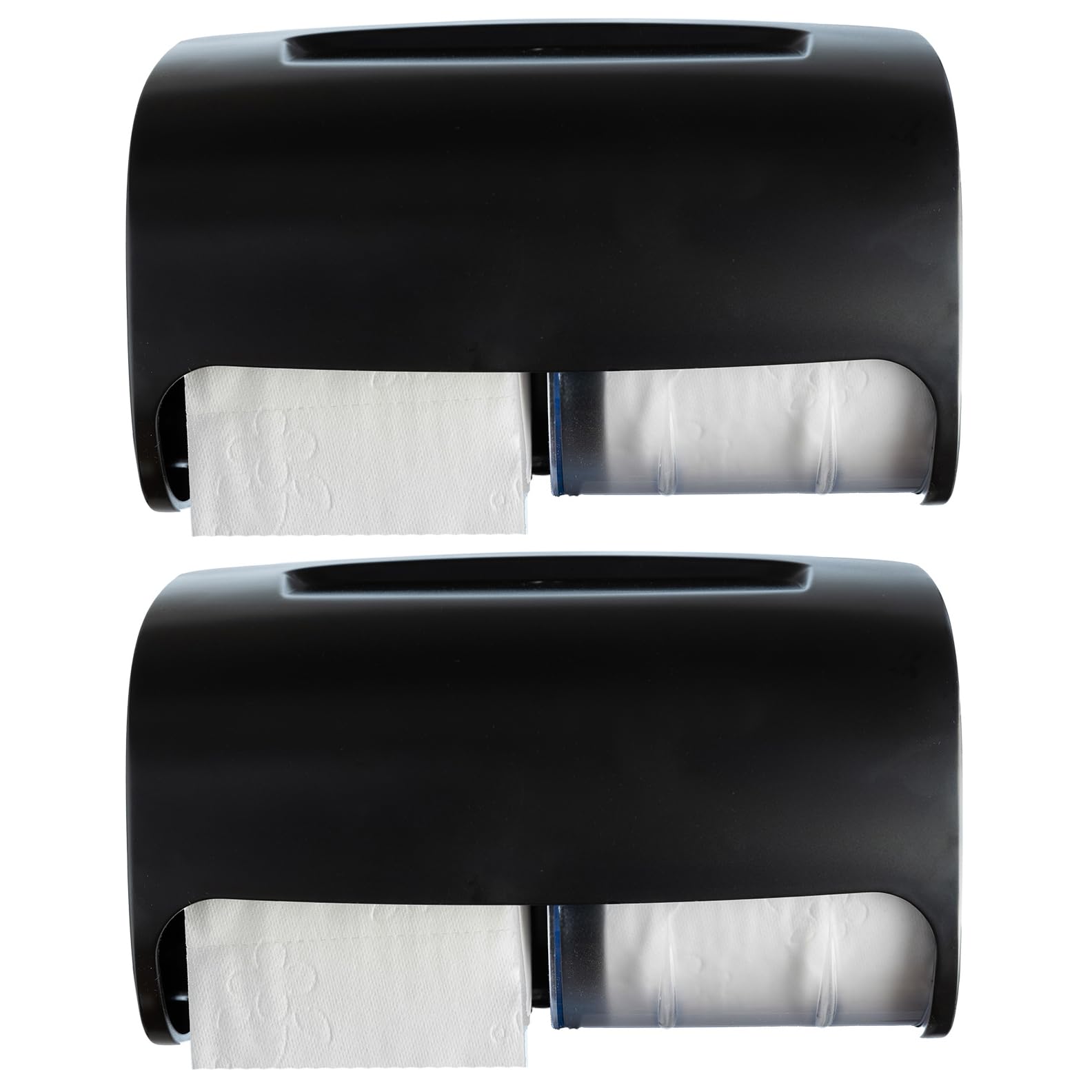 2-Pack Commercial Toilet Paper Dispenser Wall Mount, Double (2 Roll) Locking Toilet Paper Holder (Black), Compact Two Roll, Side by Side Design Tissue Paper Dispenser