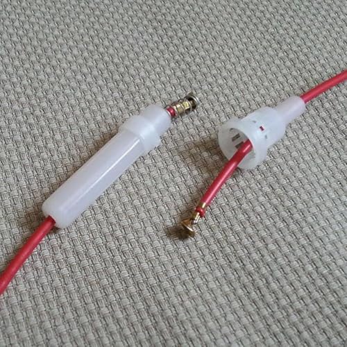 Paquete de 10 soportes en línea para fusibles de vidrio con enchufe de cable de conexión rápida y junta de tornillo adecuados para fusibles de 5 x 20 mm y 6 x 30 mm, diseñados para aplicaciones de