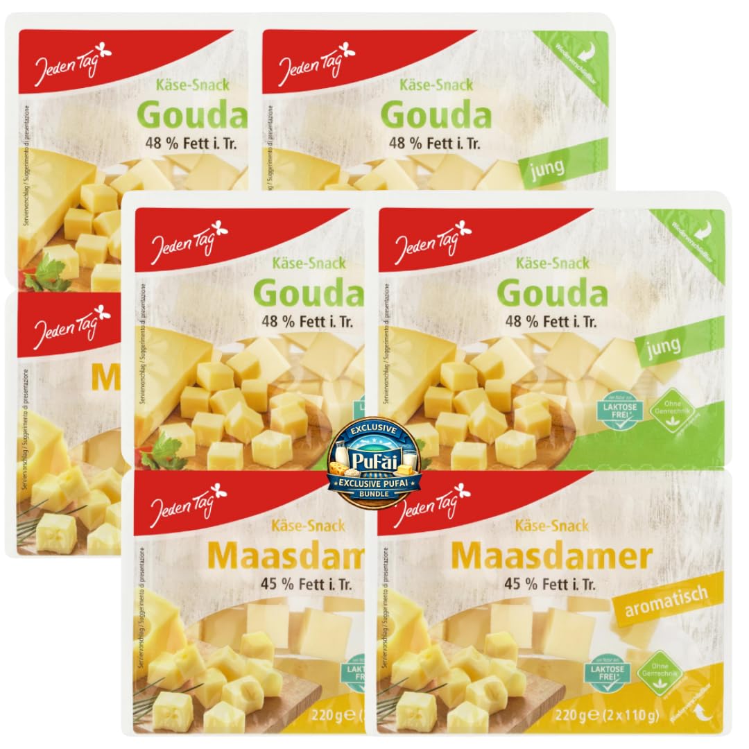 JEDDEN TAG Käse-Snack Gouda/Maasdamer Käse 220 gramm, 4er