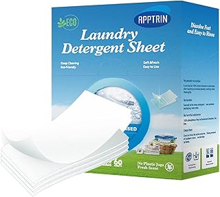 Detergent Sheets, 60pcs High Concentrated Liquidless Washing Sheets, Natural Portable Liquidless Laundry Detergent Sheets for Dorms Camping Home Hotel Traveling