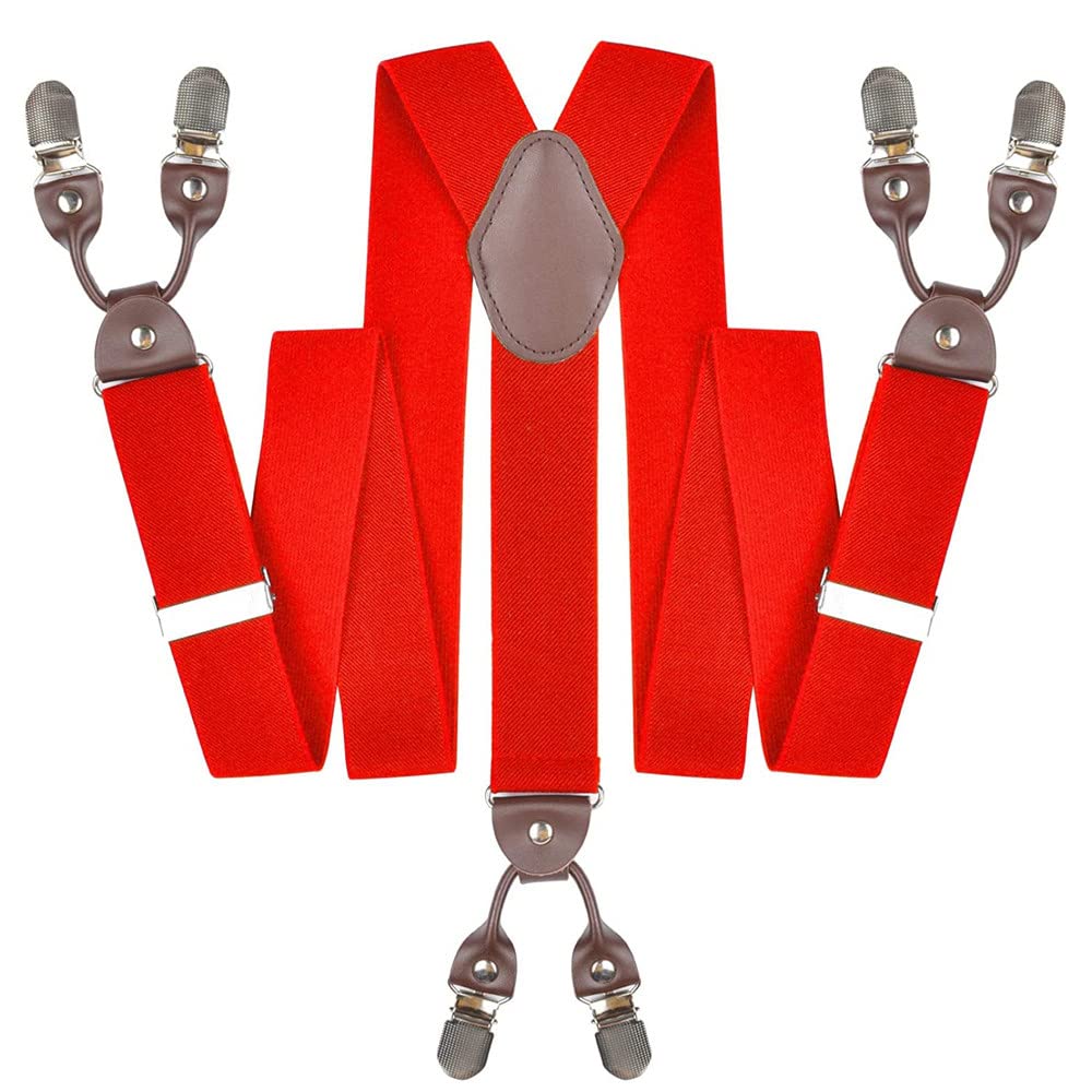 Tirantes de Cuero con Forma de Y para Hombre y Mujer, Tirantes elásticos Ajustables con 6 Clips en la Espalda, para Bodas, Fiestas, Eventos Formales