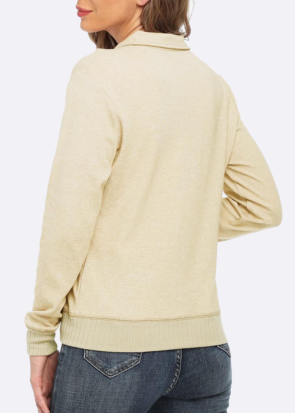 Women's Zip up Sweatshirt Jacket Stand Collar Hoodless Running Sweatshirt with Pockets - Image 5