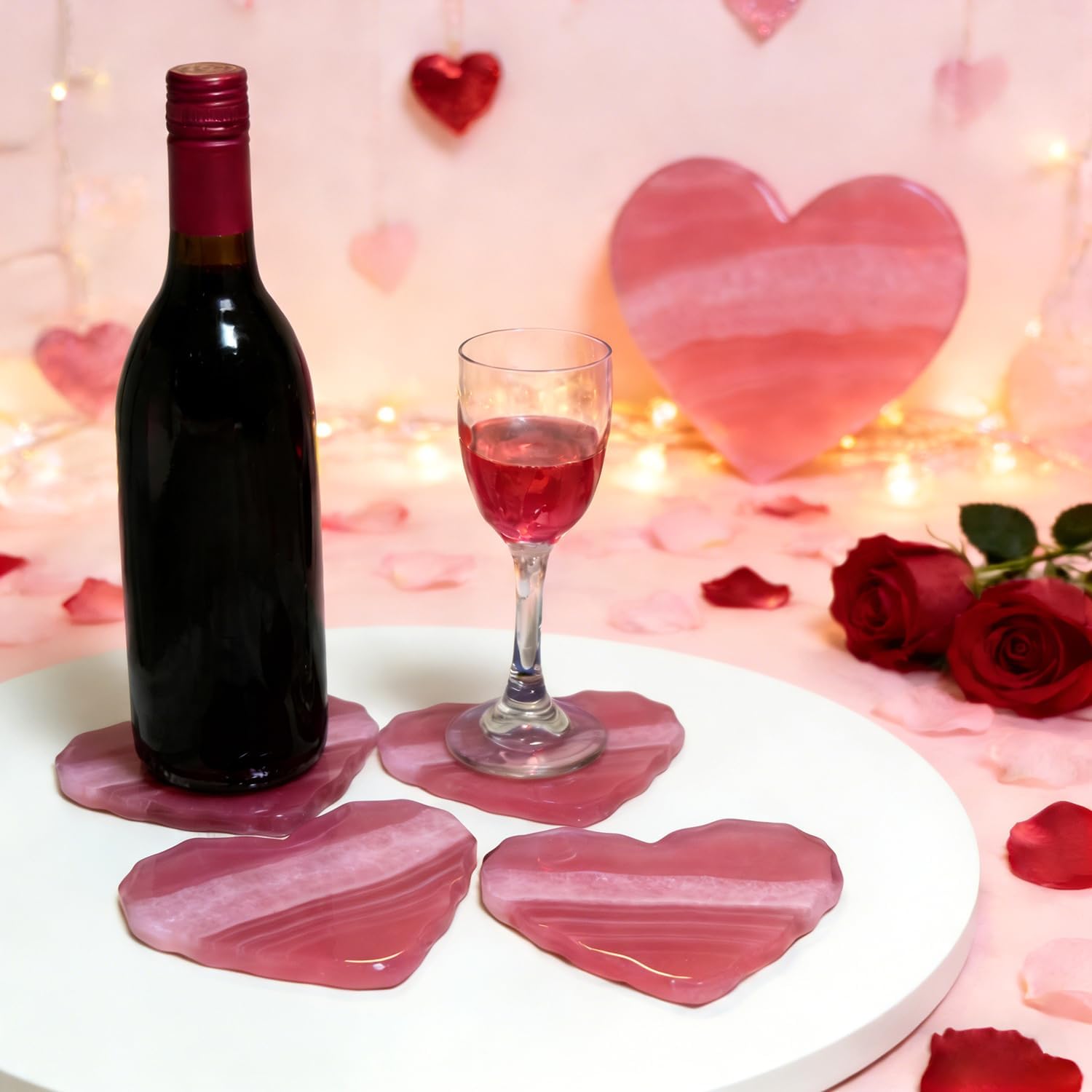 4Pcs Diamond Edge Heart Coaster Molds, Unique Silicone Molds for Photo Frame,Heart Shape Epoxy Molds for DIY Wedding, Valentine, Home Decors