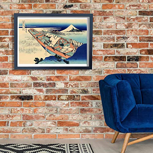 Tableau Hokusai Ushibori encadré pour habiller un grand mur de salon