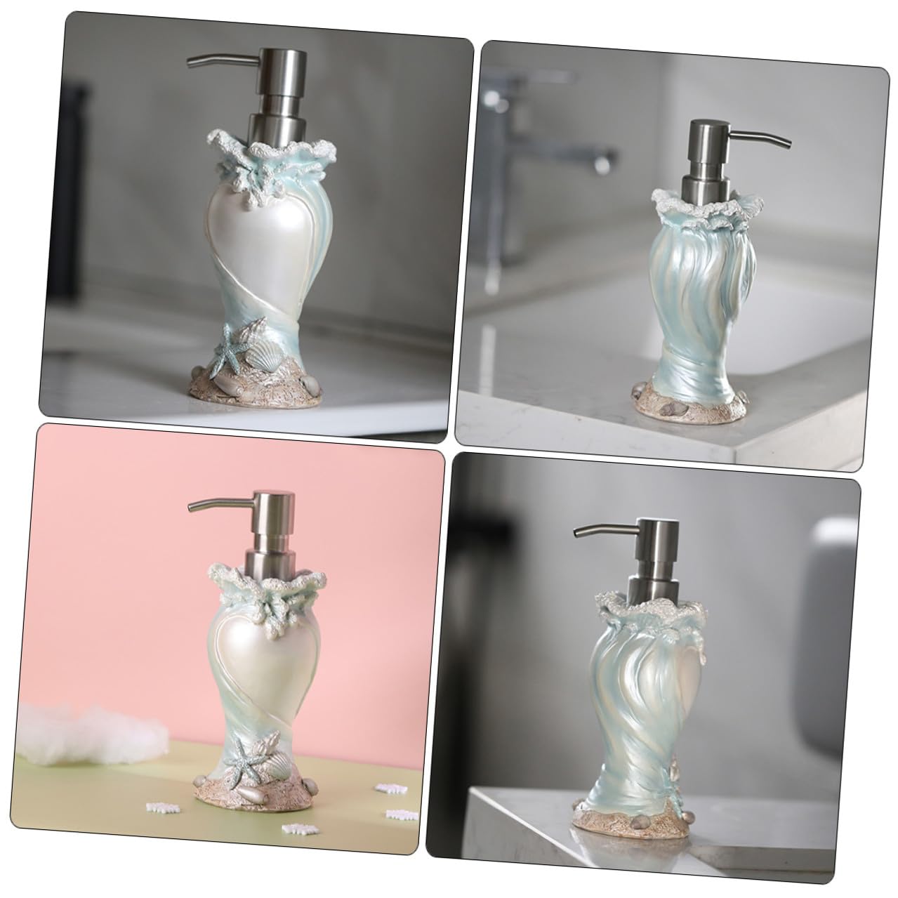 TOYANDONA Dispenser Sapone Liquido Stile Decorativo per Bagno e Cucina Bottiglia Ricaricabile per Sapone Lozione Shampoo e Gel Doccia Pompa Leggera e Facile da Usare Adatto per Casa e Hotel
