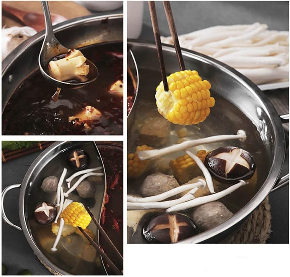 Chinese Hot Pot with Lid Thicken Stainless Steel 2 In 1 Hotpot Cooking Pan with Cover Gas Stove Cooker