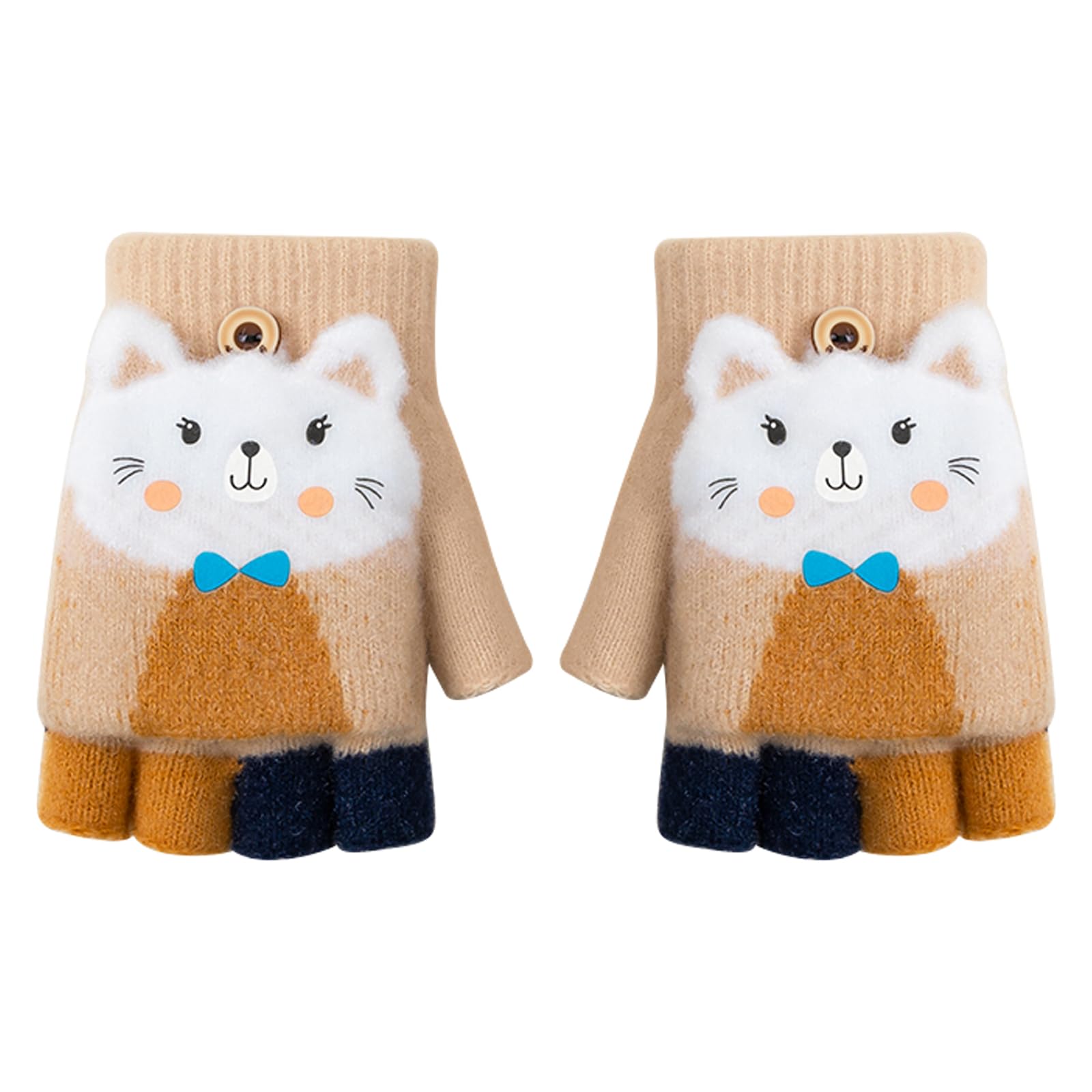 Guantes de Invierno Convertibles para Niños y Niñas de 6 a 15 Años - Térmicos, Sin Dedos, Con Tapa Abatible, Cálidos y Elásticos